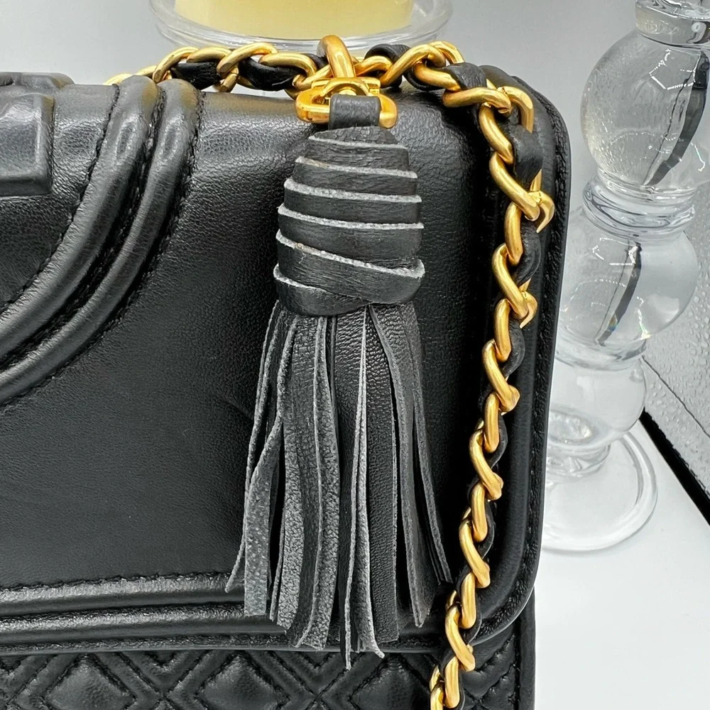 Tory Burch Fleming Black Quilted Leather Bag